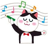 音楽を指揮する猫