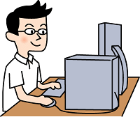 パソコンを操作する男性のイラスト