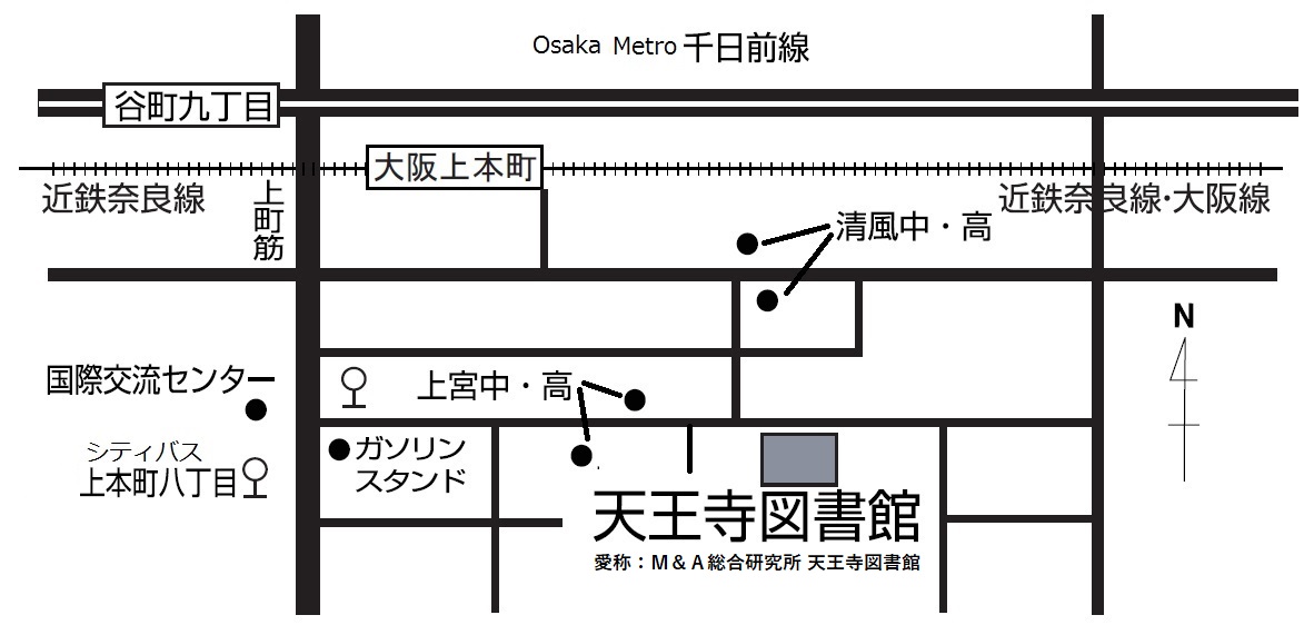天王寺図書館周辺の地図