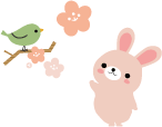 うぐいすとうさぎのイラスト