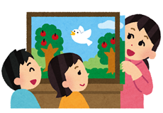 かみしばいを見る子どもの絵