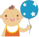 ふうせんを持った赤ちゃんのイラスト