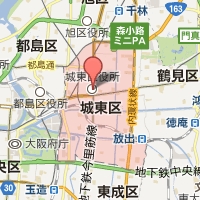 城東区の範囲が赤く示された城東区役所周辺の地図