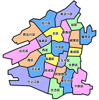 大阪市24区の地図