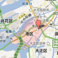 港区の範囲が赤く示された港区役所周辺の地図