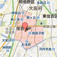 住吉区の範囲が赤く示された住吉区役所周辺の地図